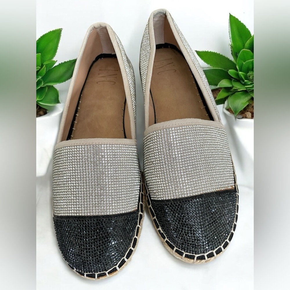 INC Womens Corvina Metallic Slip On Espadrilles Silver size 7M
